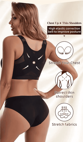 Bra de sports de levage avec fermeture avant et support arrière - S-5XL