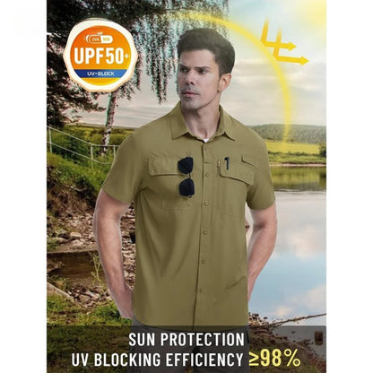 MIAMI TAC - Camicia da uomo ad asciugatura rapida - UPF 50+ & Rete traspirante - Escursionismo, pesca, campeggio, lavoro o casual