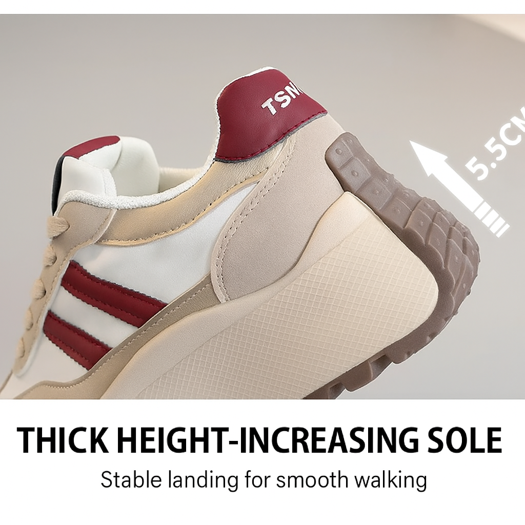 Tênis plataforma feminino primavera/verão – Sapatos casuais de couro patchwork vulcanizado